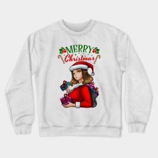 Merry Christmas Santa Girl Crewneck Sweatshirt